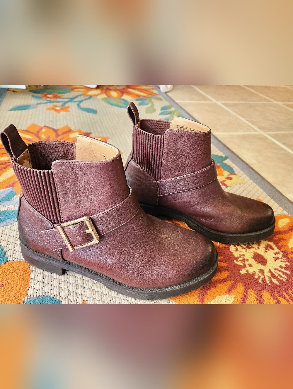 Vionic Brown Ankle Boots with Gold Buckle - Picture 2 of 10